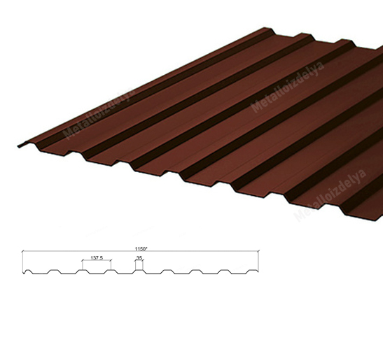 Профнастил С20 0,35мм 1150х1600 RAL 8017 Шоколадно-коричневый